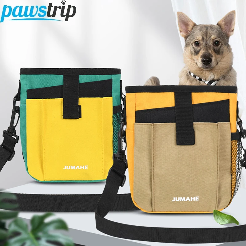 Bolsa portátil para entrenamiento de perros, riñonera de gran capacidad para recompensa de mascotas, bolsa multifuncional para aperitivos para cachorros con dispensador de bolsas de basura