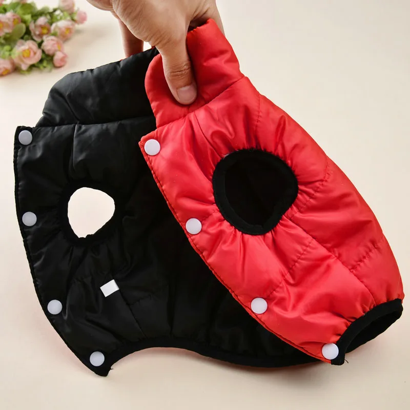 Ropa para perros de doble cara, chaqueta acolchada con cuello levantado para invierno, disfraz para cachorros, abrigo para gatos, perro salchicha, ropa para perros pequeños - imagen 2