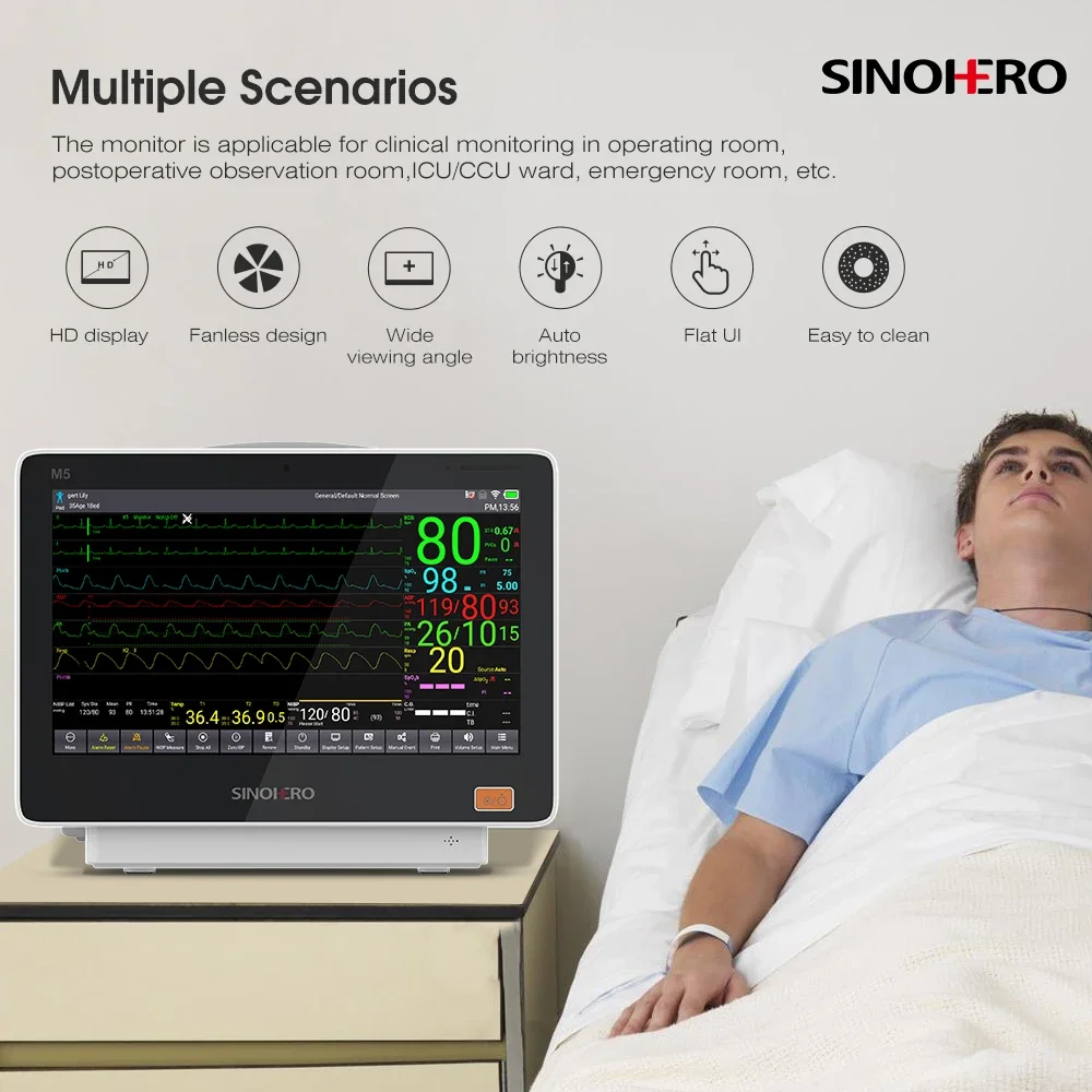 M5 ICU 15.6" monitor modular de signos vitales del monitor paciente de los parámetros múltiples del tacto HD - imagen 3