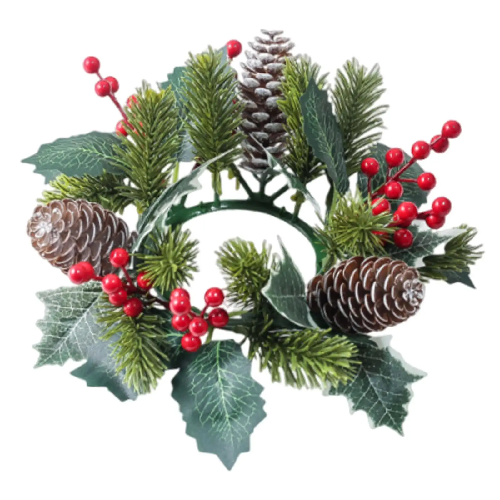 2xCandlestick Holder Pine Needle Garland Wedding Christmas Candle Ring Wreath