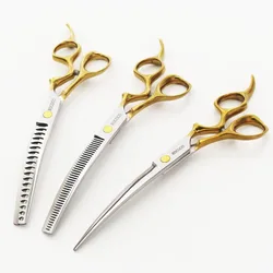 Tijeras curvadas doradas para perros - Acero para grooming