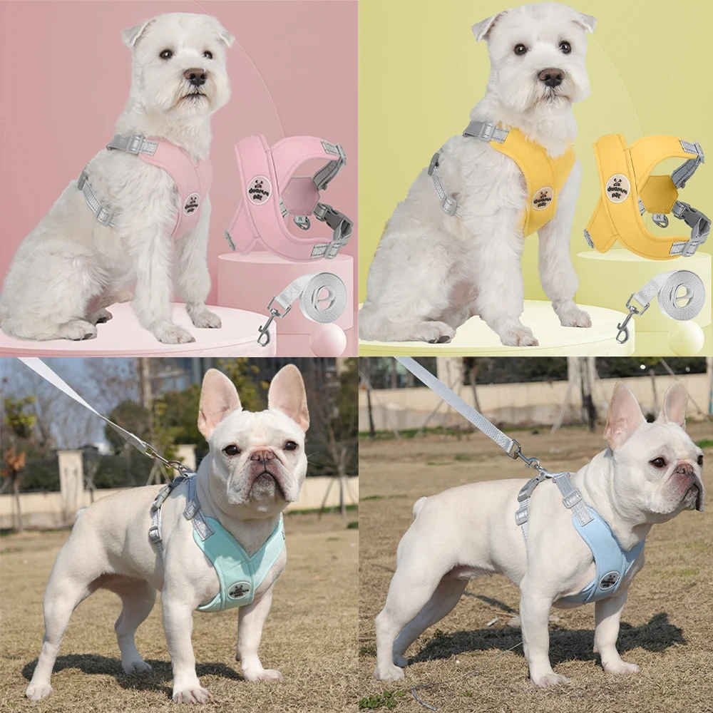 Arnés en forma de X para mascotas, chaleco para perros pequeños y medianos, Bulldog Francés, arnés Halter para perros, Correa transpirable para el pecho, malla reflectante - imagen 3