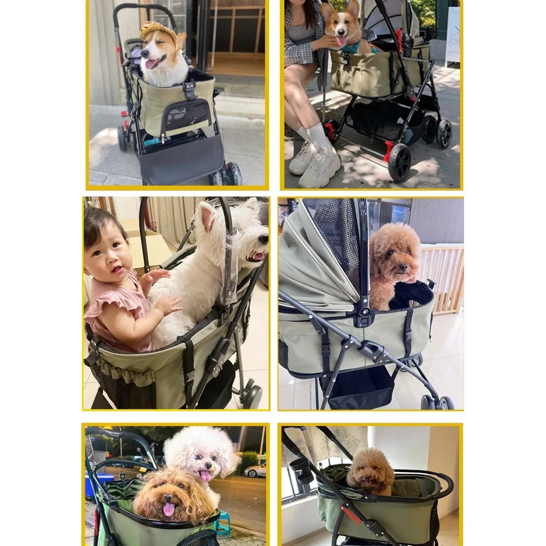 Carrito de paseo plegable para perros y gatos pequeños y medianos - imagen 3