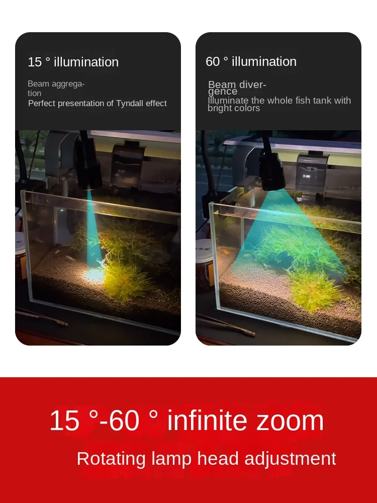 Luz de pecera de enfoque ajustable, luces de paisajismo de Acuario, foco pequeño, lámpara Led blanca cálida, accesorios de acuario - imagen 2