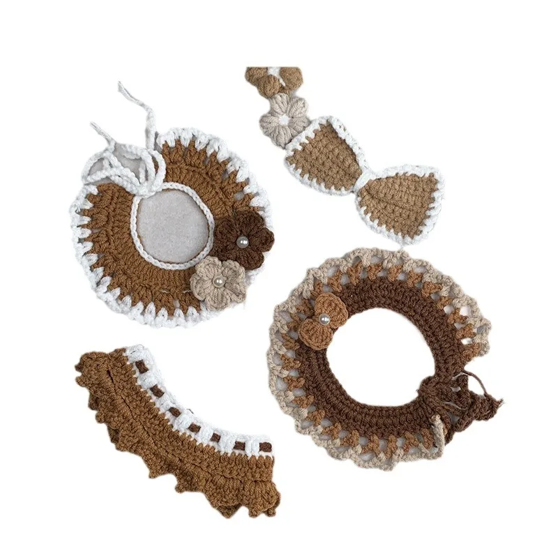 Collar de gato, bufanda tejida para perro, toalla de baba, Collar de lana, decoración de fotos de perro pequeño, bufandas hechas a mano, accesorios para perros - imagen 5