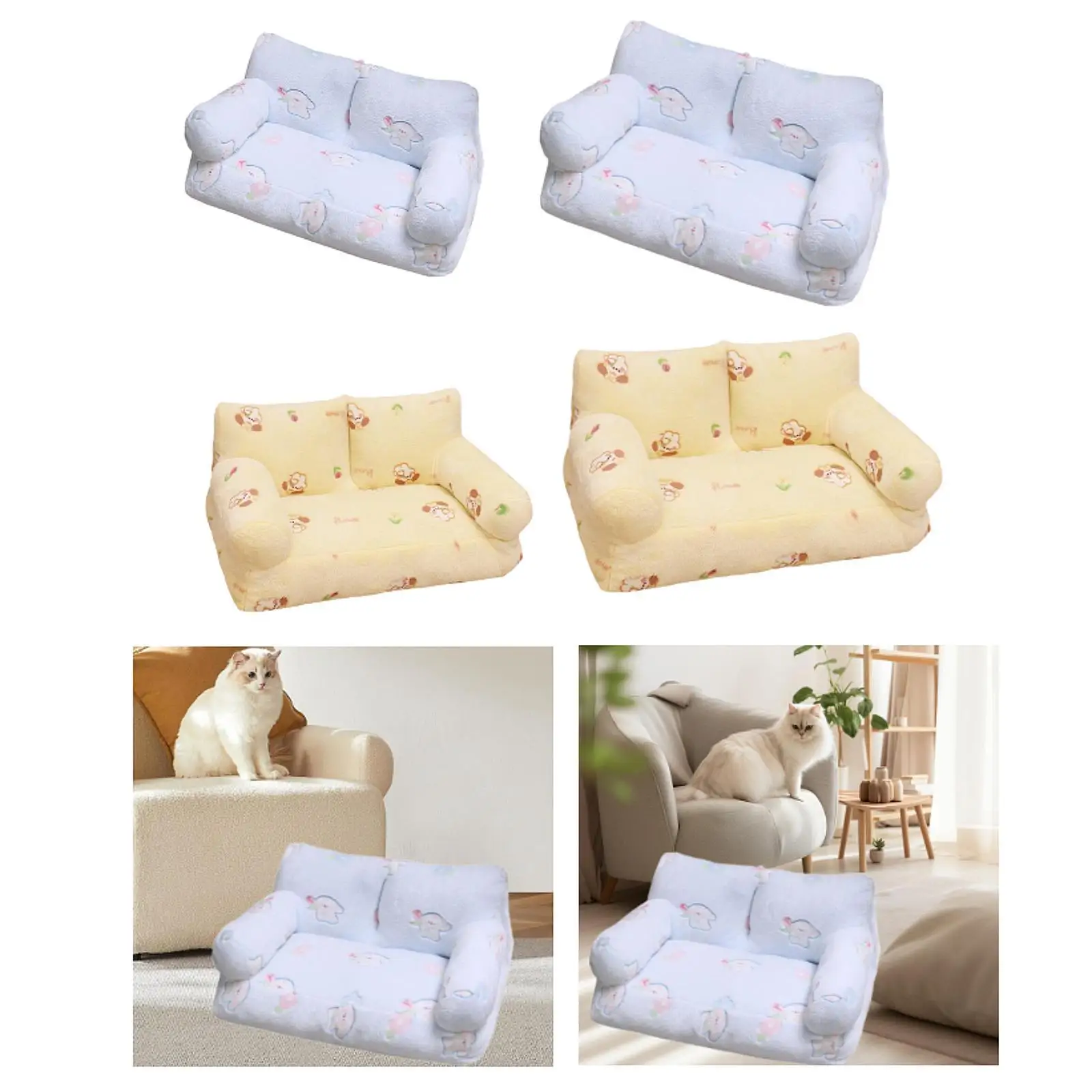 Pet Sofa Bed All Seasons Non Slip Base Soft Comfortable Pet Couch Puppy Sleeping Bed for Cat Small Dogs Kittens Puppy All Breed