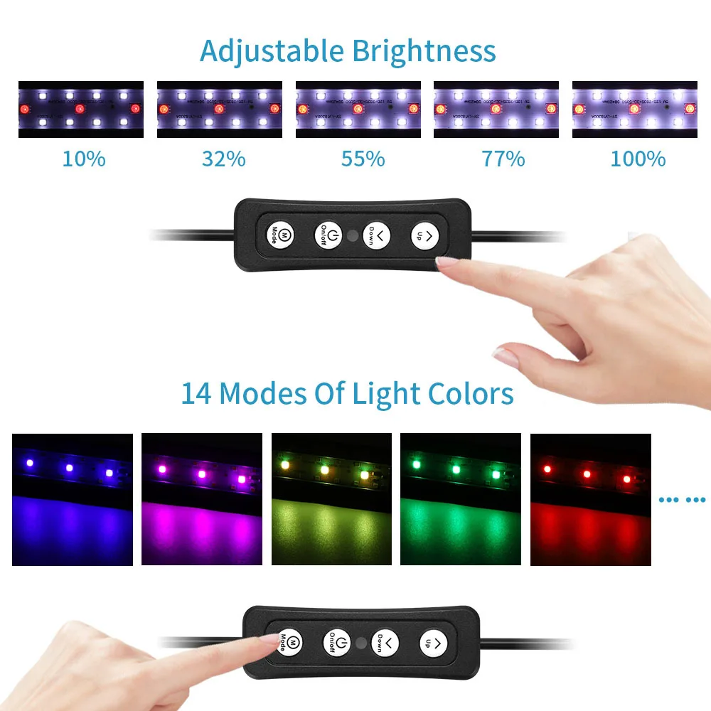Luz LED colorida para acuario, iluminación RGB para plantas, luz de cultivo USB, iluminación para plantas acuáticas, lámpara con Clip impermeable para pecera de 6W - imagen 4