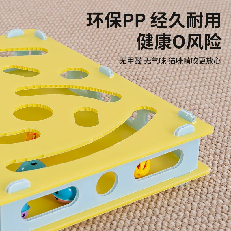 Nuevo juguete educativo para gatos con agujeros, campana para mascotas, plato giratorio, palo para gatos, artefacto para aliviar el aburrimiento, juguete para mascotas - imagen 4