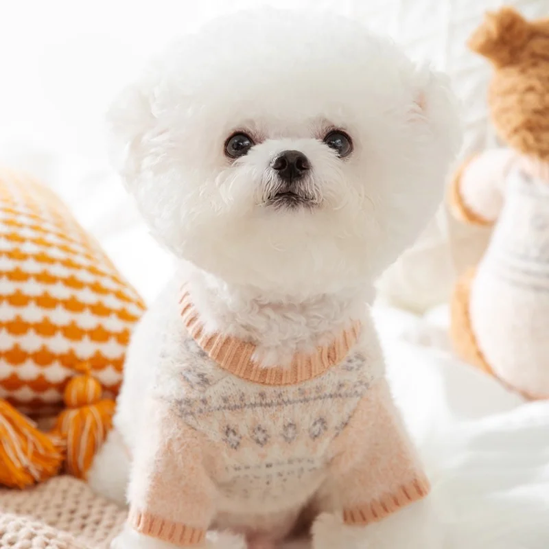 Suéter suave y cálido para perros, ropa tejida para perros, bonito suéter a cuadros con cuello alto para cachorros, suéter para gatos a la moda, jerseys para mascotas, suministros para Chihuahua - imagen 2