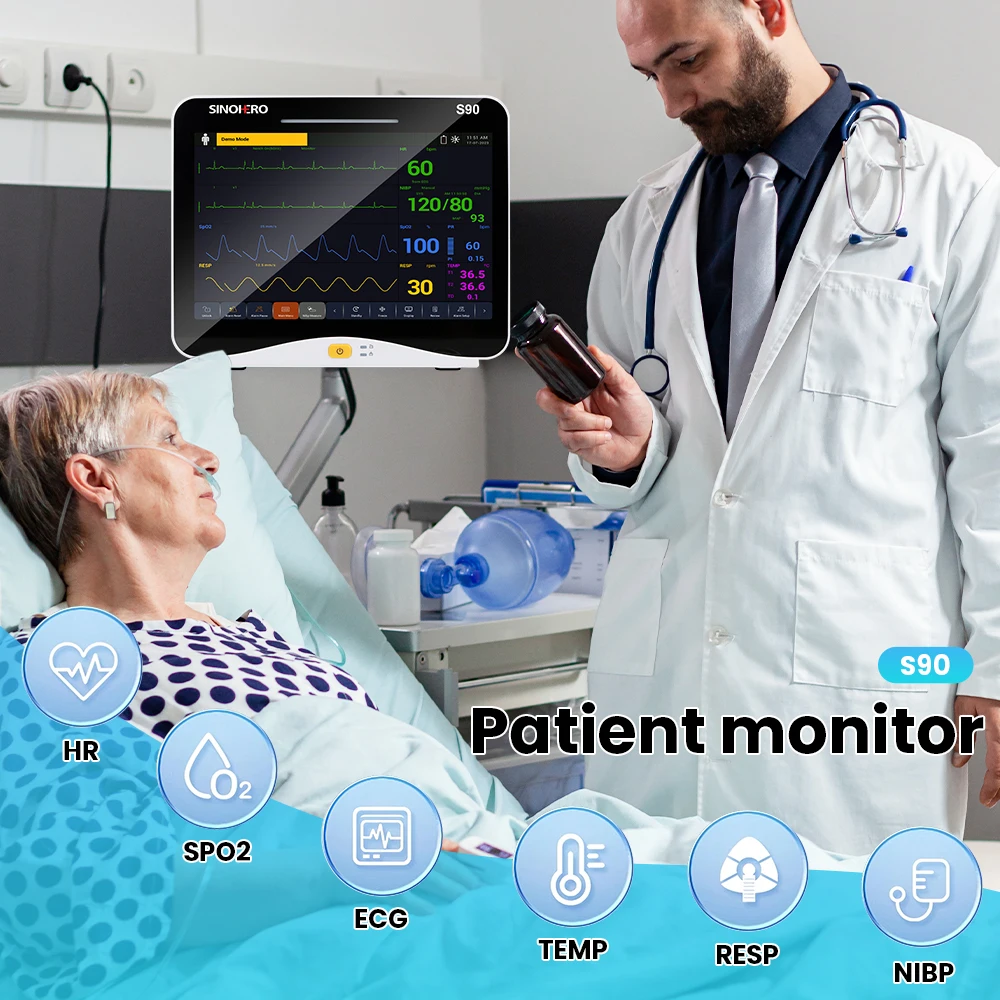 Monitor de paciente S90C pantalla táctil de 12,1 pulgadas multiparámetros ECG RESP SpO2 PRNIBP TEMP Hospital ICU Monitor de signos vitales - imagen 4