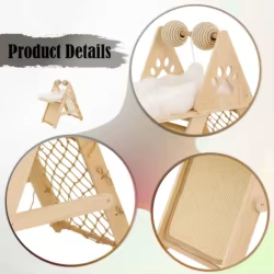 Cama vertical de madera maciza para gatos con rascador y parque juegos