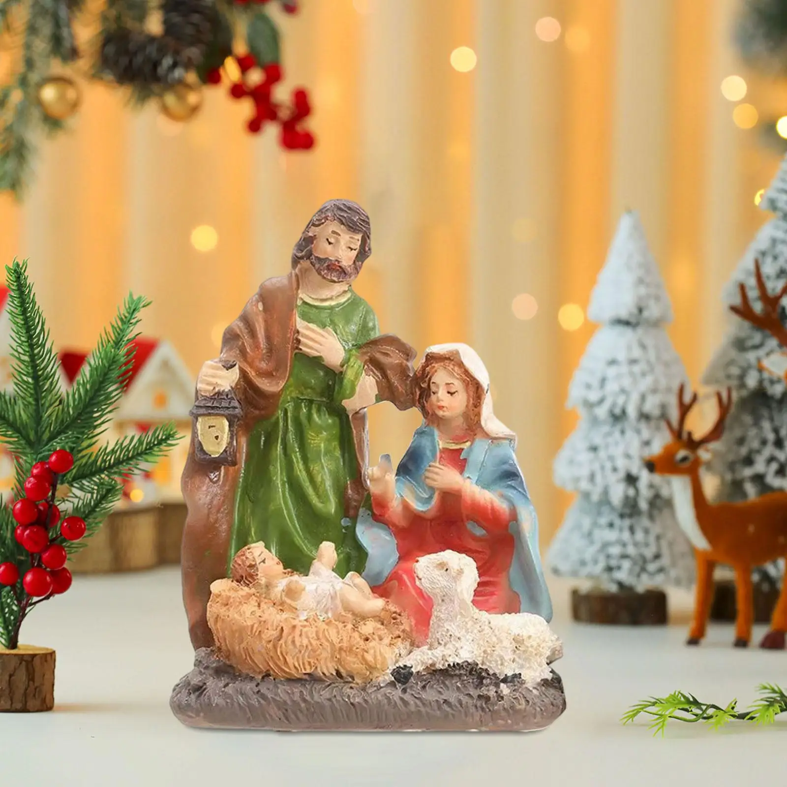Christmas Nativity Figurine Set Xmas Statue Collection Holy Family for Farmhouse Christmas Nativity Figurine Set Xmas Statue Collection Holy Family for Farmhouse