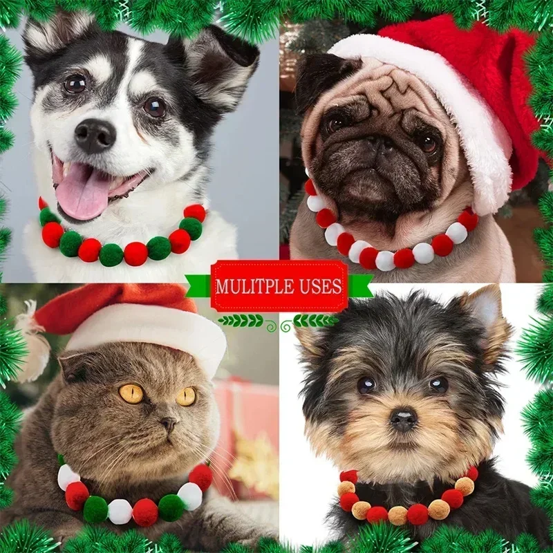 Collar de perro con bola de peluche de arcoíris, Collar para mascotas, pajaritas, suministros de aseo para perros y gatos, accesorios de moda, Festival de Navidad - imagen 5
