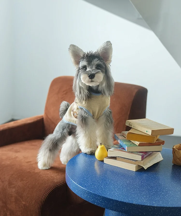 Suéter grueso a rayas para perros, Otoño Invierno, suéter Fair Isle para perros, chaleco tejido para mascotas, jersey para mascotas, prendas de punto, ropa cálida para perros - imagen 5