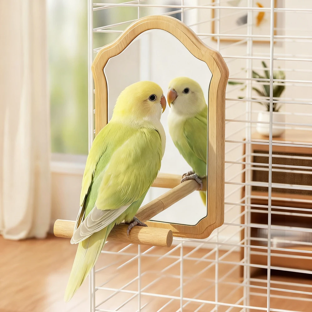 Juguete con espejo para loro, agapornis y cacatúa – Colgante para jaula