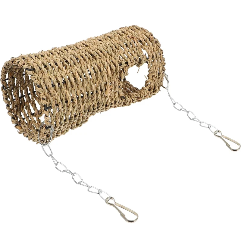Hamaca para hámster, jaula colgante, túnel para cama, juguetes para ratas, tubos para mascotas, pájaros, loros, algas marinas, casas de ratán, hurón, tubo de Chinchilla tejido - imagen 5