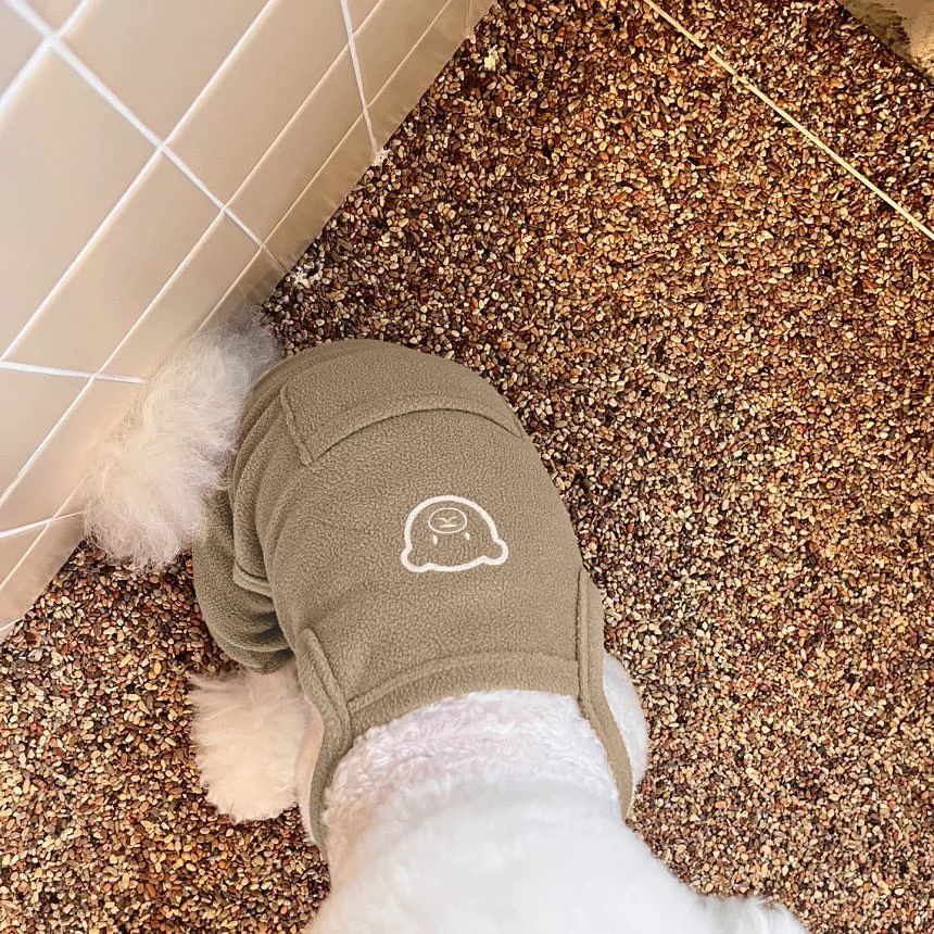 Lindo oso mascota pantalones de cuatro patas mono de felpa bordado para otoño e invierno Teddy ropa de felpa cálida ropa para perros pequeños - imagen 3