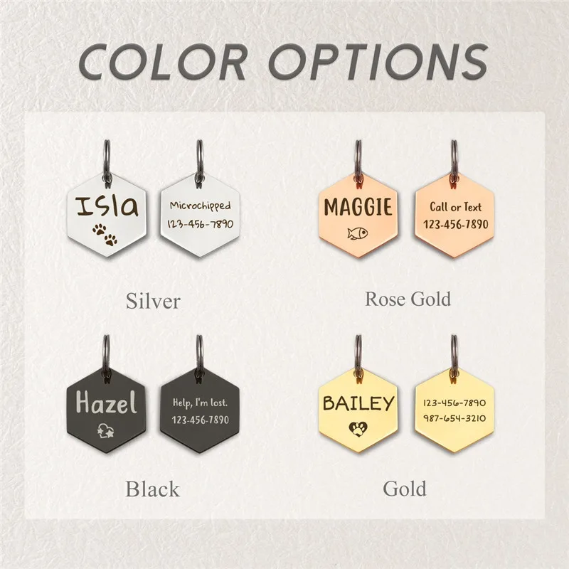 Etiquetas hexagonales para perros Etiqueta de perro personalizada Etiqueta de Collar de perro Regalos para perros Etiqueta de perro personalizada Etiqueta de nombre de perro Etiqueta de perro Etiqueta de mascota personalizada - imagen 4