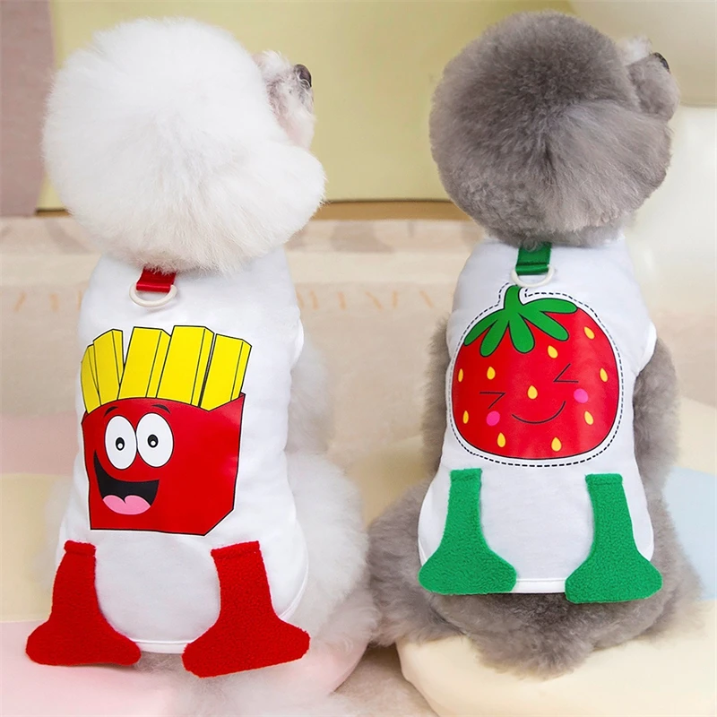 Divertido chaleco de verano para perros y mascotas, sudadera ligera Unisex con dibujos de patatas fritas y gatos, ropa para cachorros pequeños, Chihuahua
