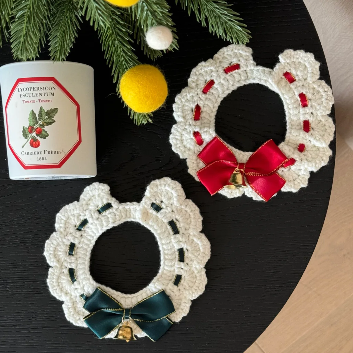 Collares para mascotas, collares navideños para mascotas, campanas para perros y gatos, bufandas tejidas de hilo de Reno, accesorios para perros pequeños y cachorros - imagen 4