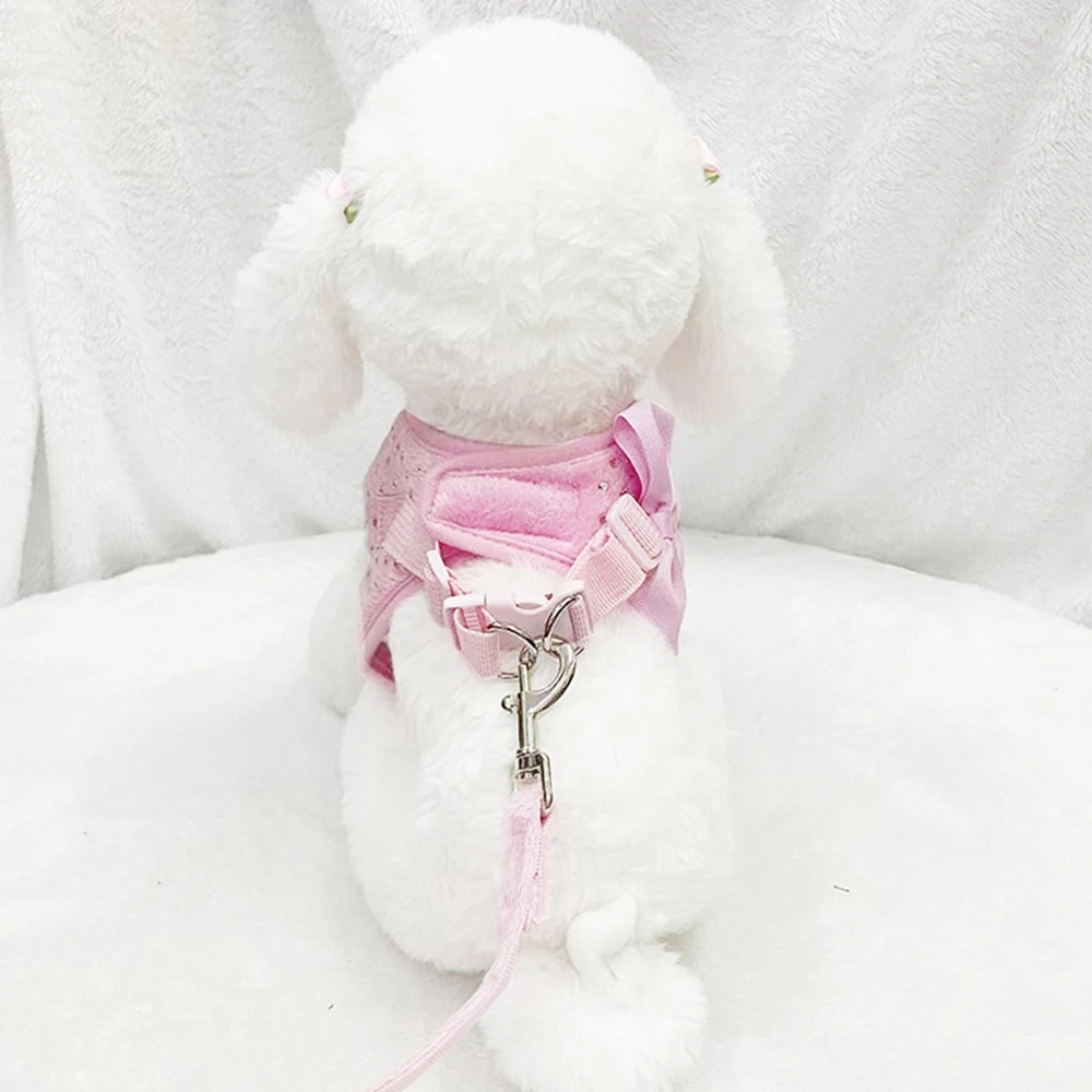 Arnés para perros y gatos, chaleco, conjunto de cuerda para el pecho, arnés ajustable con diamantes de imitación para mascotas, accesorios para caminar al aire libre para perros pequeños y medianos - imagen 2