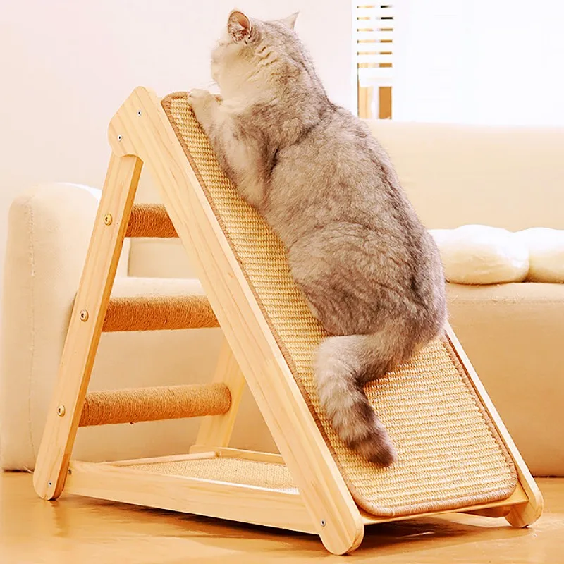 Marco de escalada para gatos, muebles de madera maciza para gatos, esteras de poste de Sisal, tablero rascador para gatos saltando, rascadores plegables para gatos, juguetes para mascotas - imagen 3