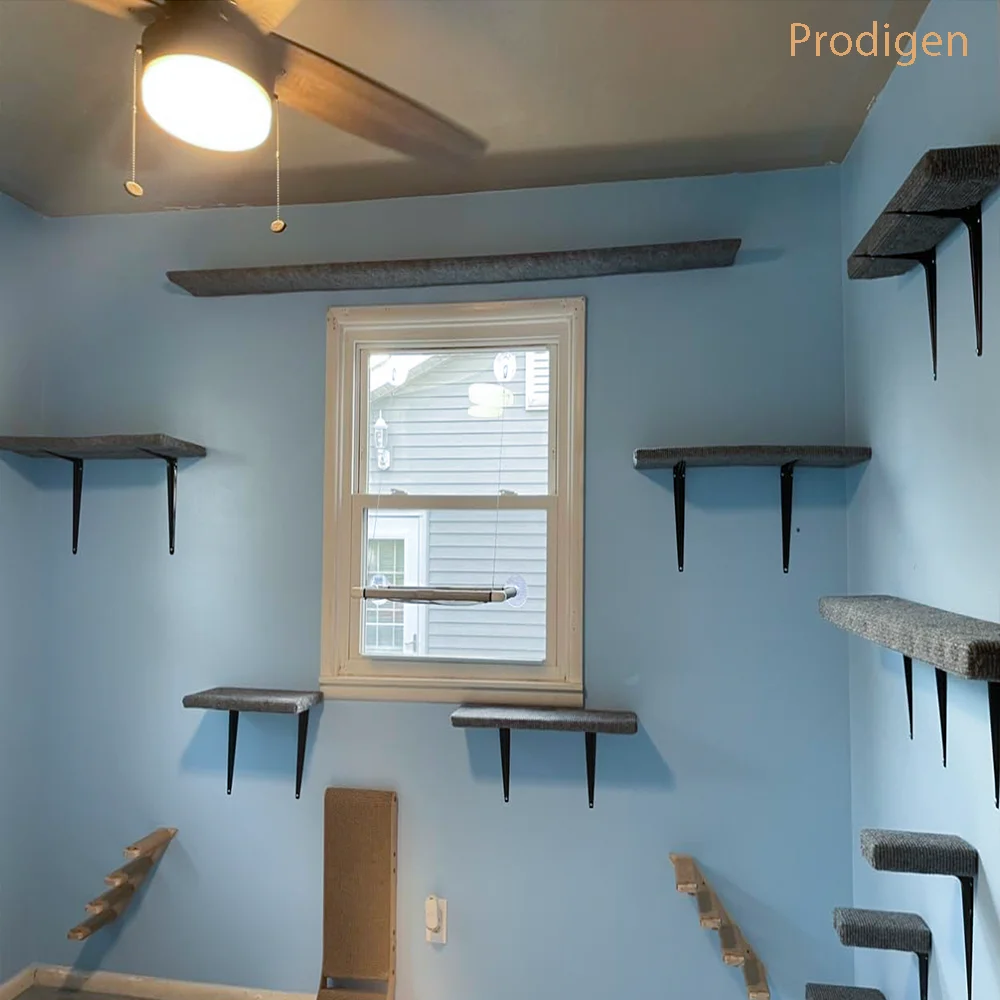 Muebles de pared para gatos, estante de pared flotante, plataforma de salto, perchas de escalada, hamaca, escalones de pared, poste de rascado para dormir y jugar - imagen 4