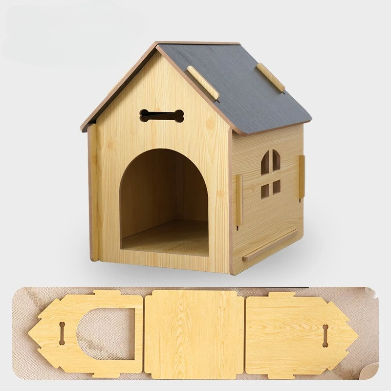 Casa de madera para perros, Material ecológico desmontable, perrera para perros, cama para perros transpirable duradera para interiores, jaula fácil de limpiar a prueba de humedad - imagen 4