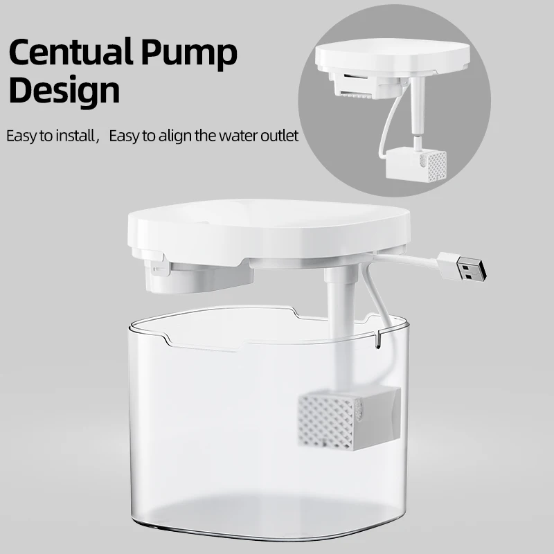 ROJECO-bomba de agua para fuente de agua para gatos, dispensador de agua transparente para mascotas de 1,5 l, accesorios de bomba de repuesto - imagen 3