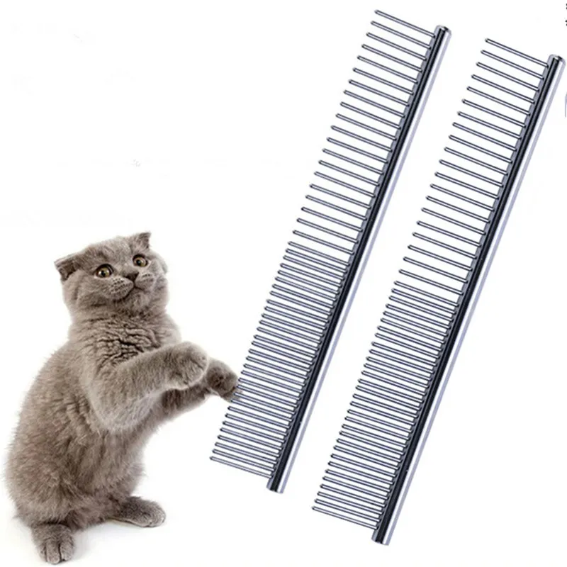 Peine de acero inoxidable para mascotas, Herramientas de limpieza de pelo largo y liso para gatos, cepillo para perros, suministros para el cuidado de mascotas - imagen 2