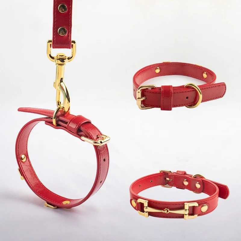 Collar para mascotas de cuero PU suave para perros pequeños, medianos y grandes, Collar ajustable para mascotas para caminar a diario, Collar impermeable para cachorros con 5 agujeros