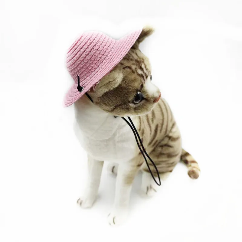 Sombrero para el sol para mascotas - Sombrero de paja mexicano para perros y gatos pequeños y medianos, disfraz de fiesta en la playa y protección solar - imagen 4