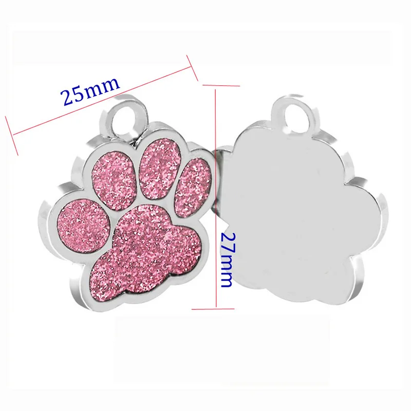 Etiquetas personalizadas para perros y gatos, grabado gratis, pata de cachorro, colgante de nombre de identificación brillante, llavero de Metal, placa de identificación antipérdida, accesorios para mascotas - imagen 3