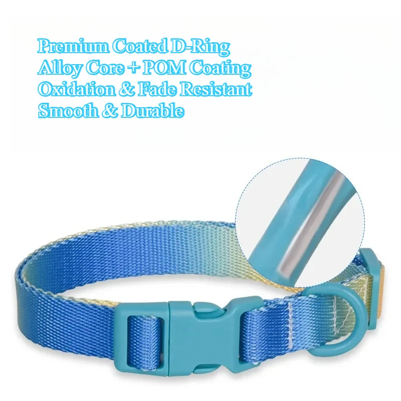 Collar de nailon ajustable colorido para perros, collar para mascotas de moda degradado para perros y gatos pequeños, medianos y grandes, accesorios para mascotas - imagen 3