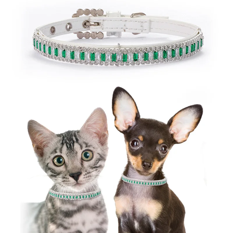 Collar de perro con diamantes de imitación, Collar de gato de perlas de diseñador de lujo, correa de cuello ajustable, Collar de diamante ostentoso para gato, accesorios para cachorros - imagen 3