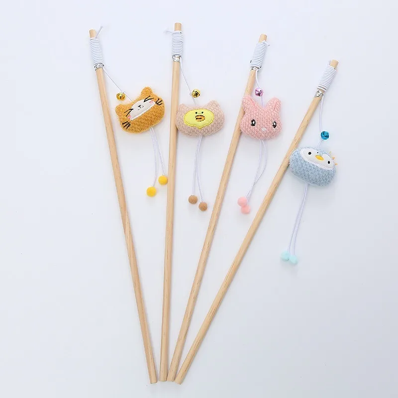 Juguete de poste de madera para gato, palo de felpa con campana, divertido interactivo, suministros para mascotas - imagen 3