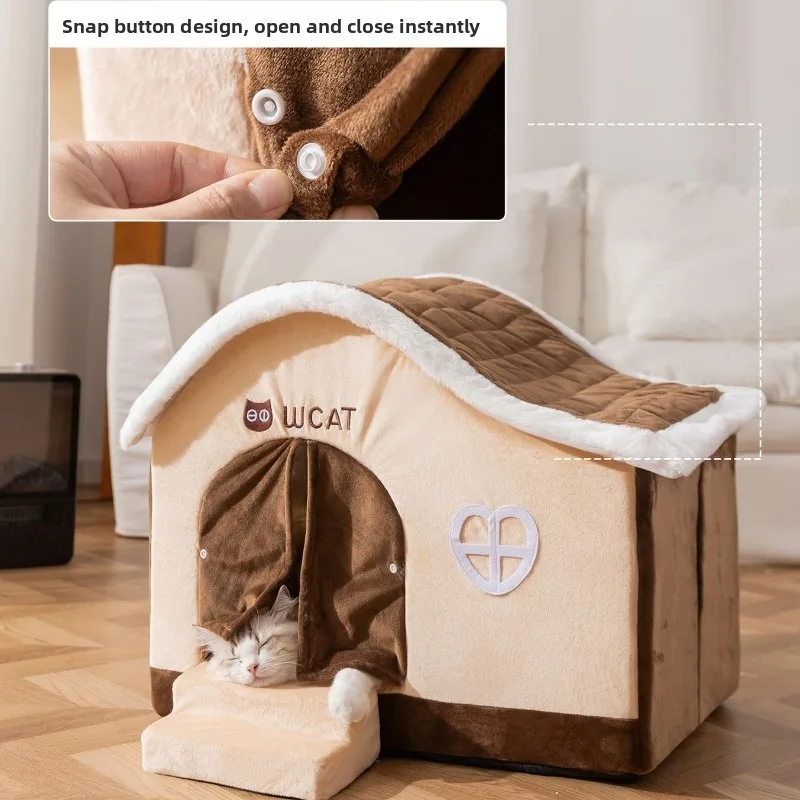 Casa para gatos con calefacción - caseta felpa interior cálida - imagen 5