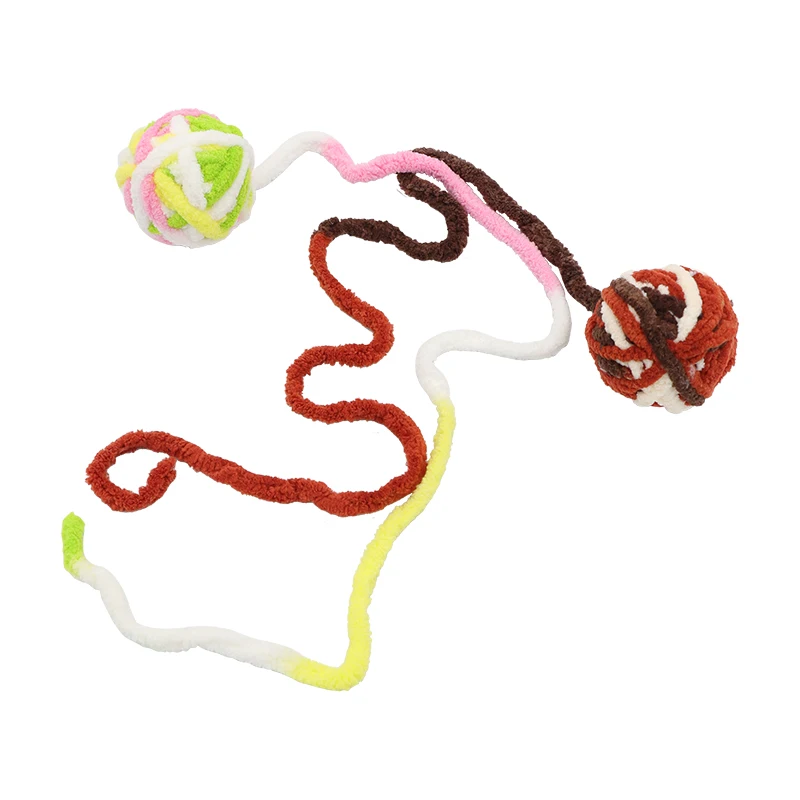 Bola de lana de cola larga con campana, dientes resistentes a mordeduras, juego interactivo, juguete de peluche para gato - imagen 3
