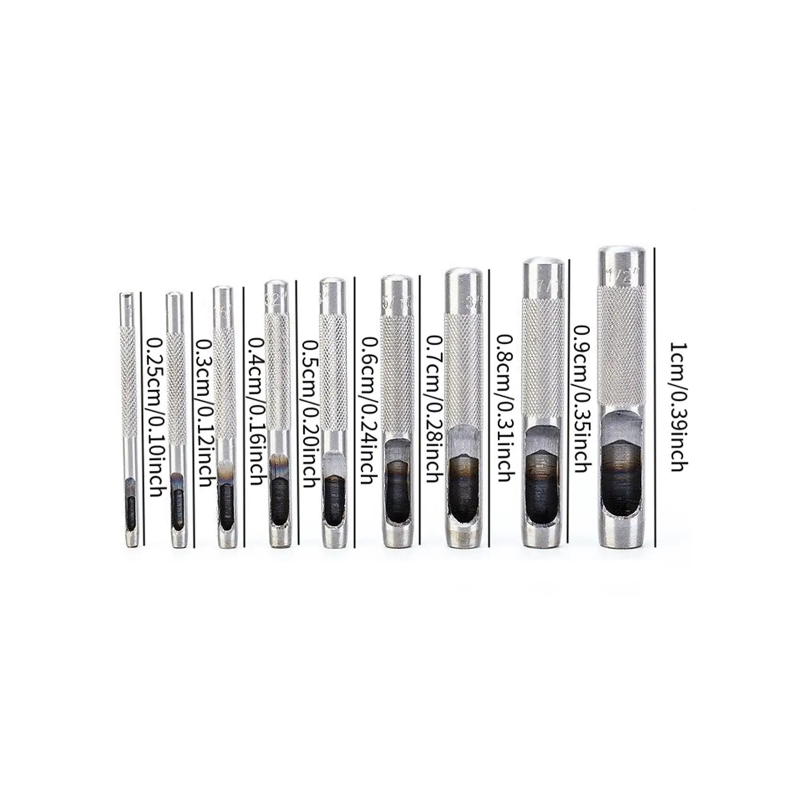 9 Pieces Hollow Leather Hole Punch Set Portable Precision Design User Friendly Multipurose 2.5mm-10mm with Canvas Bag for Belts