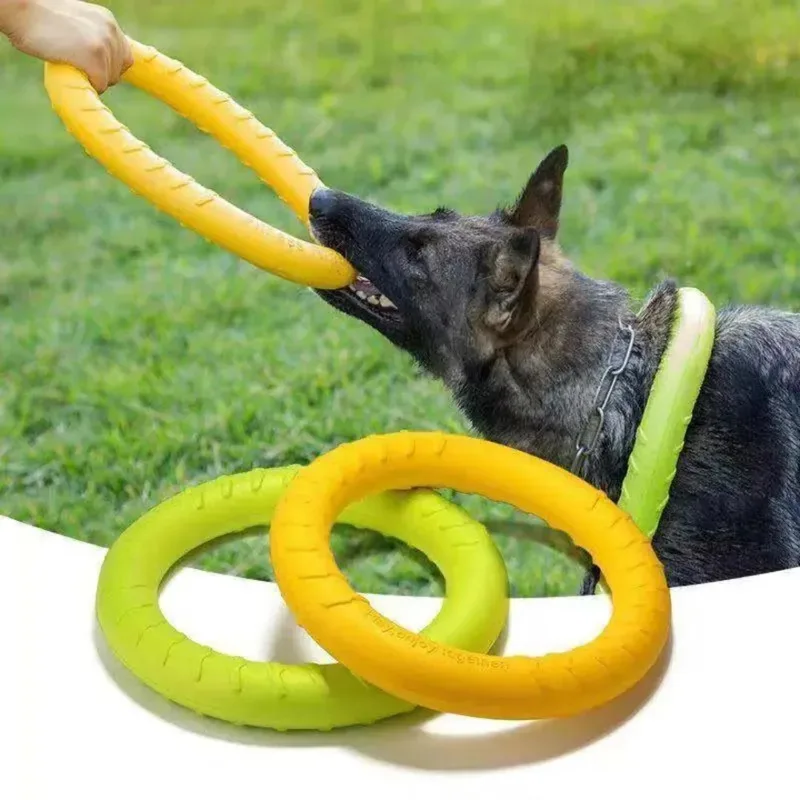 Juguete para masticar con anillo indestructible para perros, herramienta de entrenamiento flotante volador para buscar, juguete de captura de lanzamiento perfecto para La pequeña y mediana