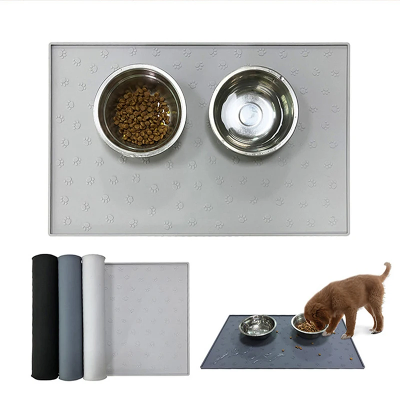 Estera cuadrada de alimentación para mascotas de 30x48cm, almohadilla de alimentación de silicona para comida de perros, mantel impermeable para mascotas, estera de alimentación antideslizante para gatos y perros