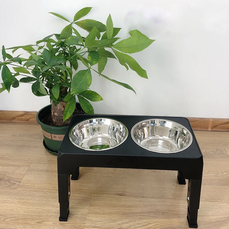 Comedero elevado ajustable con cuencos acero inoxidable para perros - imagen 5