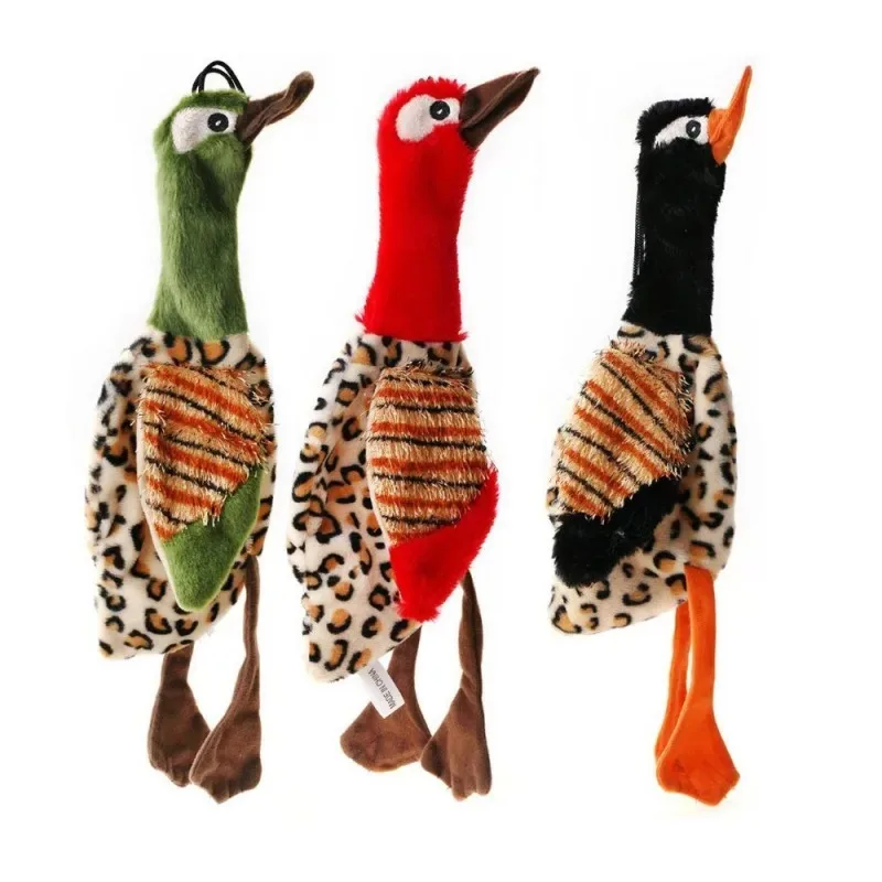 Juguete de peluche chirriante para mascotas, juguete interactivo de 30x9cm con relleno de pato y pájaro, limpieza gratuita para cachorros, cuerda para masticar - imagen 5
