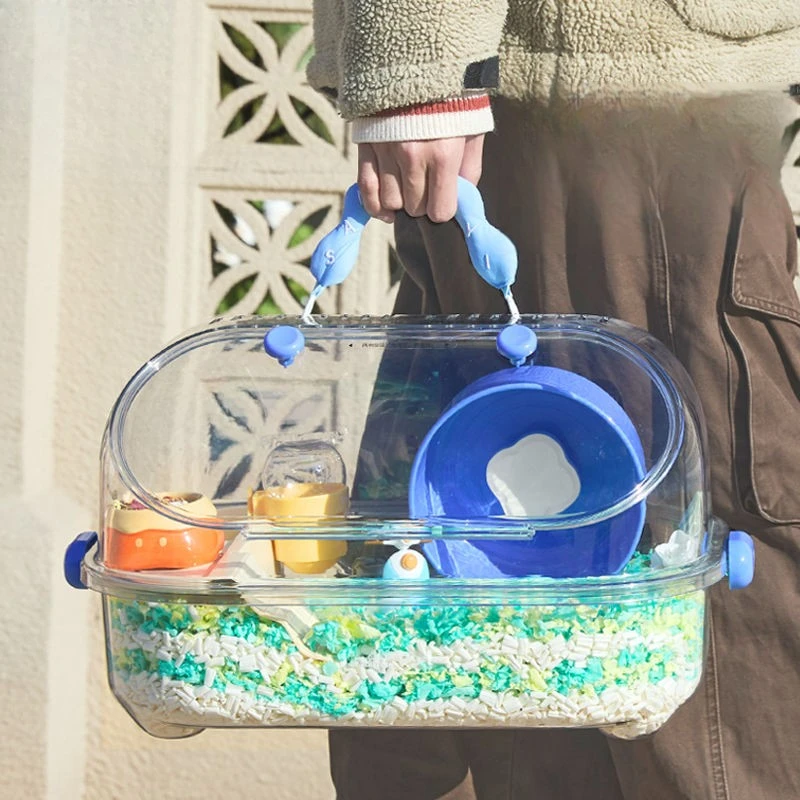 Jaula para hámster transparente grande, juego de Villa, jaulas para hámster de juguete, jaulas portátiles para viajes al aire libre, jaulas para ratas con Kit de túnel, productos para mascotas