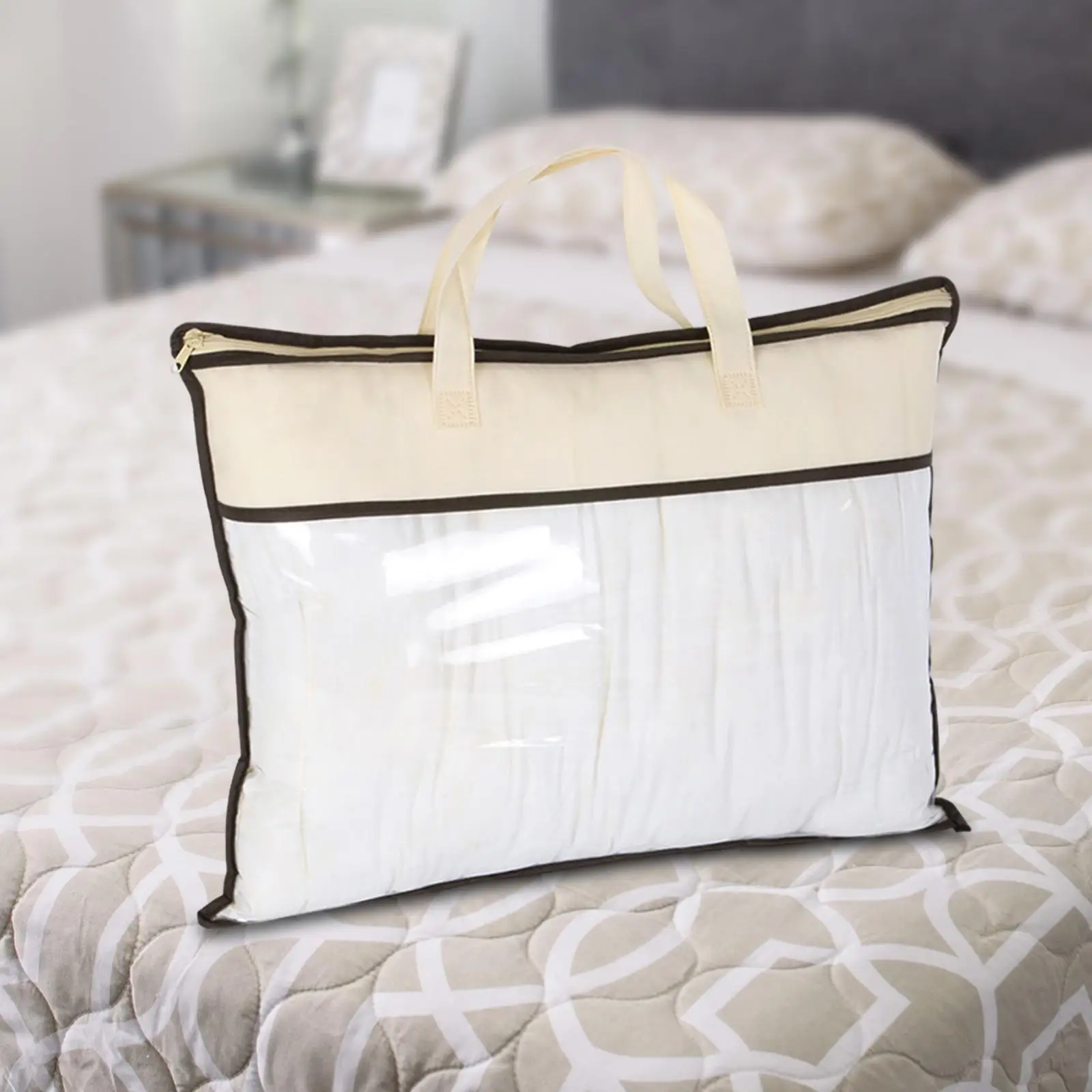 Pillow Storage Bag Home Organizer Versatile Clear Zippered Dustproof Tote Bag Packing Organizer for Beddings Clothes Sweaters