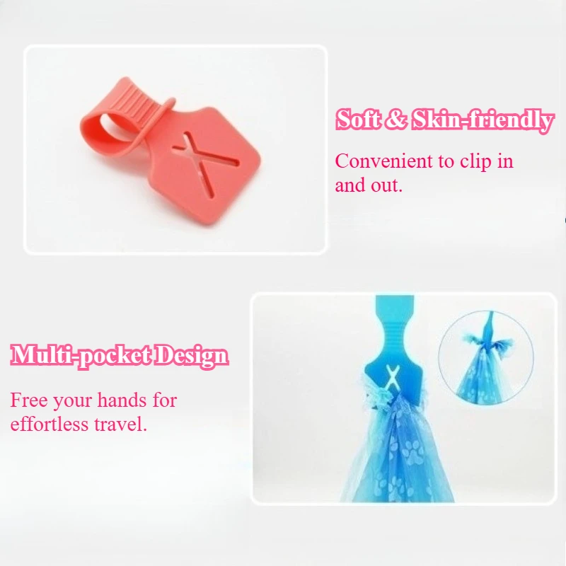 Soporte de silicona para bolsas de excrementos de perros, Clip dispensador de bolsas de basura manos libres para correa, suministros de limpieza para mascotas - imagen 2