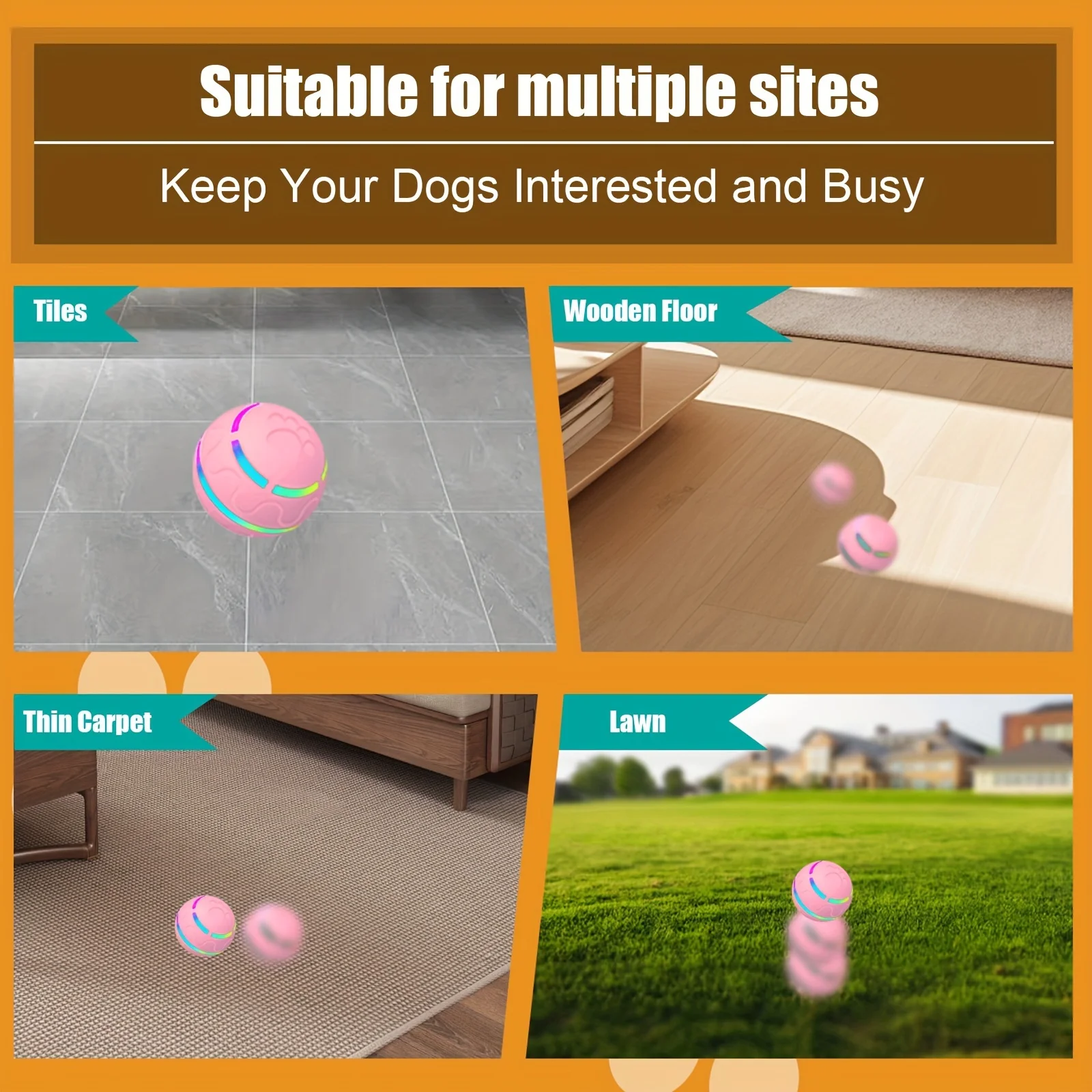 Pelota interactiva para mascotas para perros, juguete con movimiento intermitente LED automático, perfecta para jugar y hacer ejercicio, Ideal para interiores y exteriores, 1 ud. - imagen 5