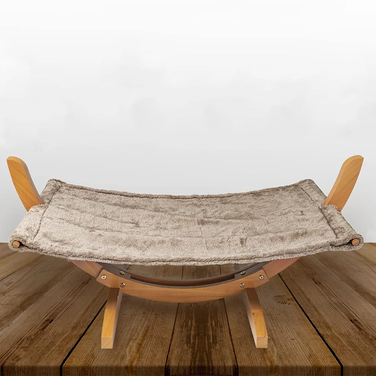 Hamaca elevada para gatos con marco de madera y cojín, cómoda cama interior para gatos para descansar y dormir, suministros para mascotas para invierno - imagen 2