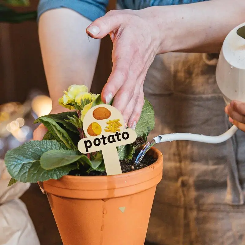 Etiquetas y etiquetas para plantas, etiquetas de plantas de madera para jardín al aire libre, estacas de nombre reutilizables para patio trasero, Patio, balcón, césped - imagen 2