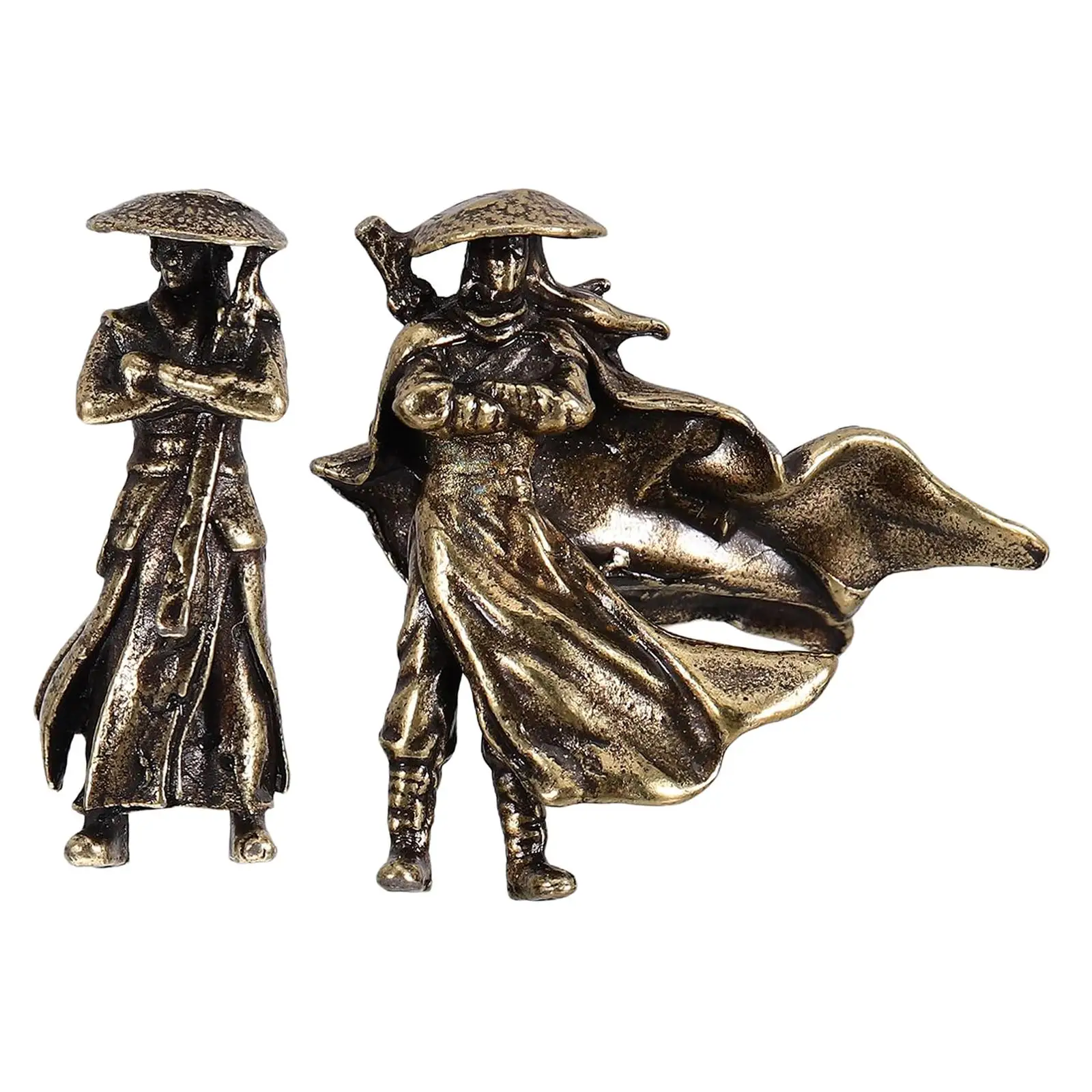 Mini People Figurines Alloy Kung Fu Statues Vintage Landscape Ornaments Chinese Garden Decoration for Home Tabletop Bonsai